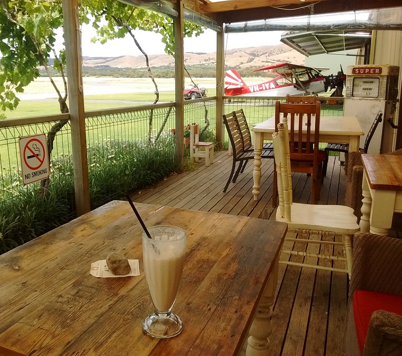 Coffee milkshake at Adelaide Biplanes museum near Aldinga, South Australia.
