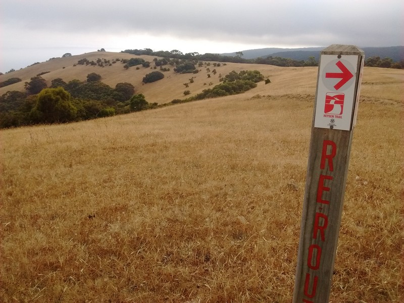 Heysen Trail marker near Tapanappa Lookout in Deep Creek Conservation Park in South Australia.