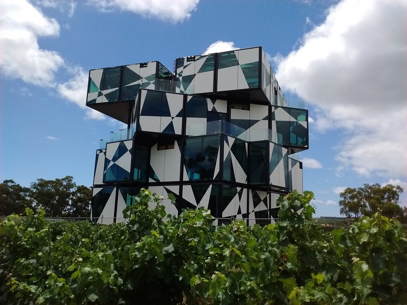 The Cube, a venue structure at D'Arenberg cellar door and winery near McLaren Vale, South Australia.