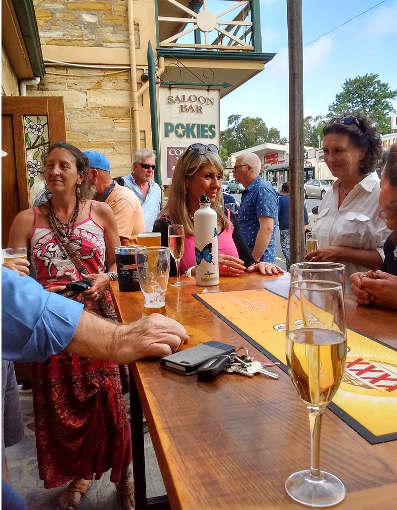 Happy Hour at the Willunga Hotel (the "middle pub") in Willunga, South Australia. 